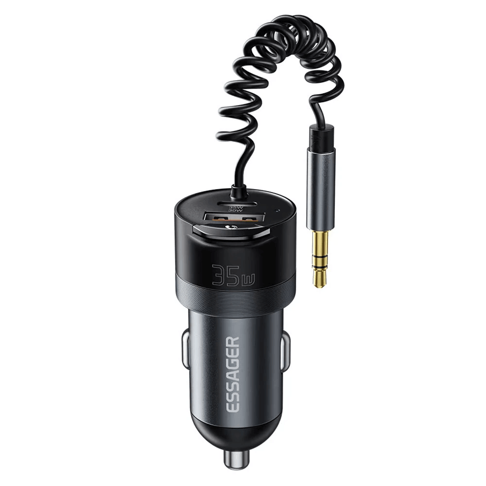 Bluetooth FM Transmitter Car Charger with USB C and USB A Fast Charging