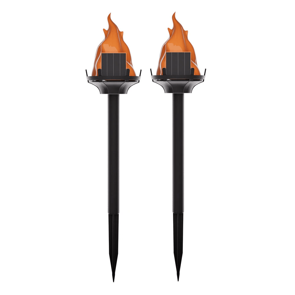 Pack Solar Garden Lights with Flame Effect Waterproof Outdoor Pathway Stake Lights