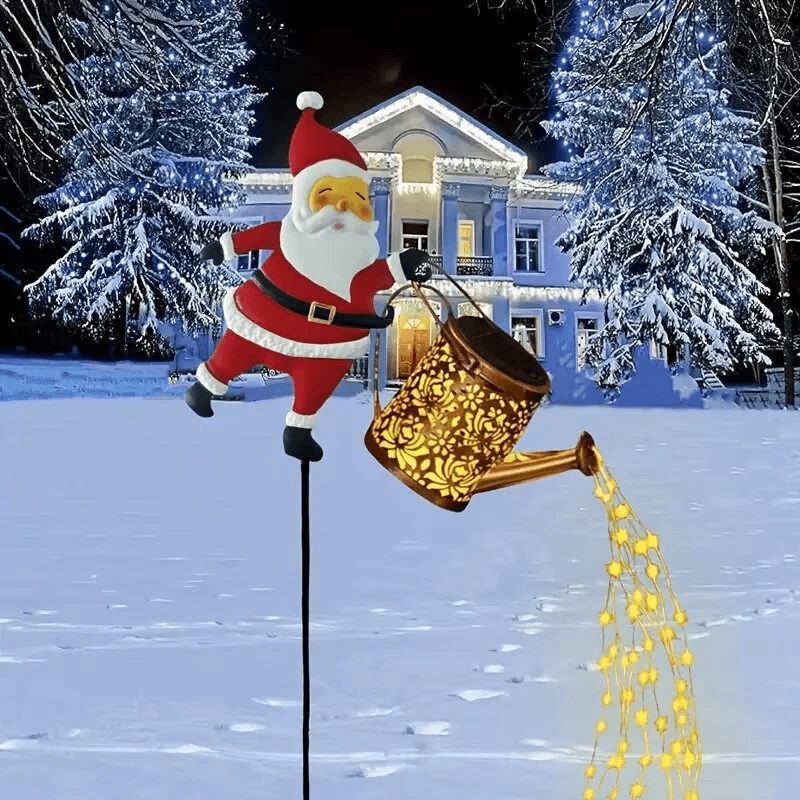 Santa Claus Solar Kettle Light LED Christmas Garden Decoration