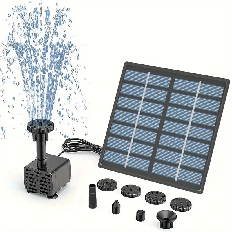 Solar Powered Water Pump Kit with Nozzle Attachments for Garden Fountain Pond Bird Bath and Waterfall Decor