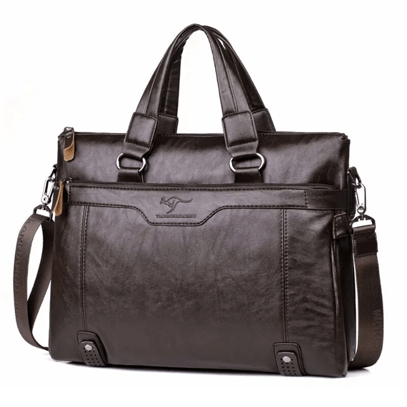 Men's Business Briefcase Laptop Messenger Bag with Large Capacity PU Leather Design