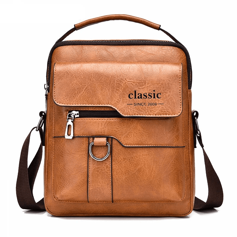 Men's PU Leather Shoulder Bag Large Capacity Crossbody Messenger Bag