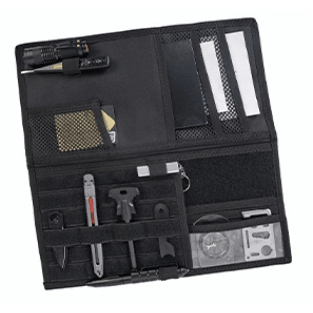 Tactical Sun Visor Organizer with MOLLE Storage Pockets and Elastic Gear Loops