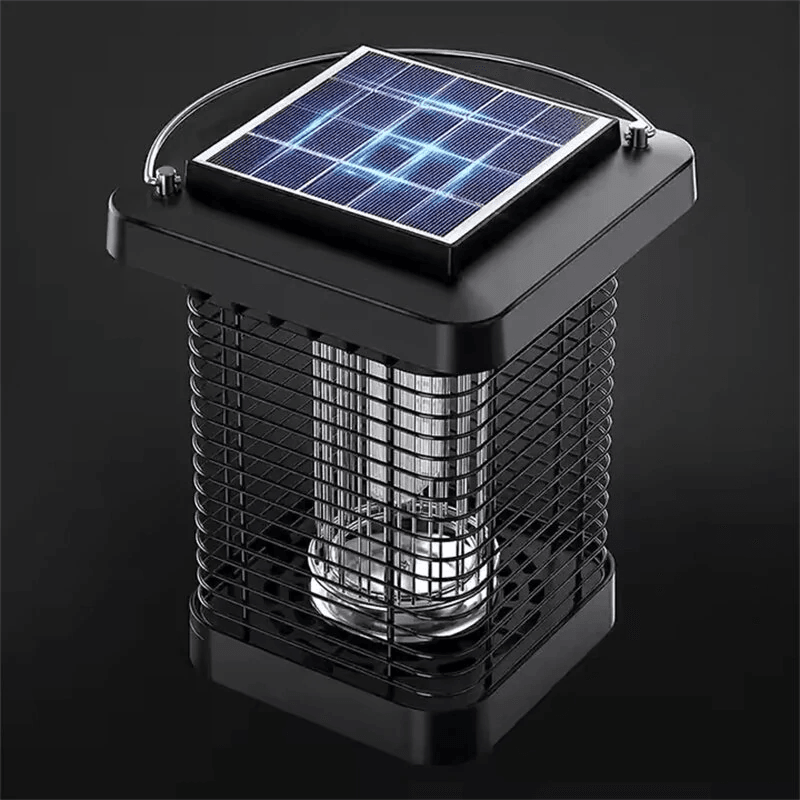 Solar Powered Bug Zapper Outdoor Mosquito Killer Lamp Stainless Steel Waterproof