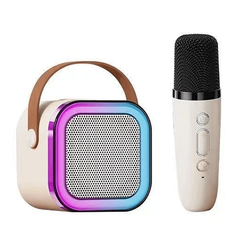 Mini Bluetooth Karaoke Speaker with Wireless Microphone RGB Lighting and Deep Bass