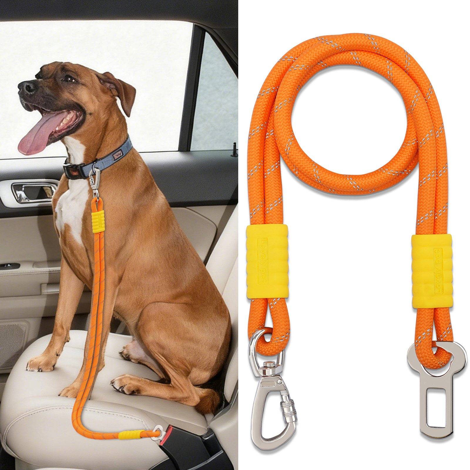 Reinforced Dog Seat Belt Car Safety Leash