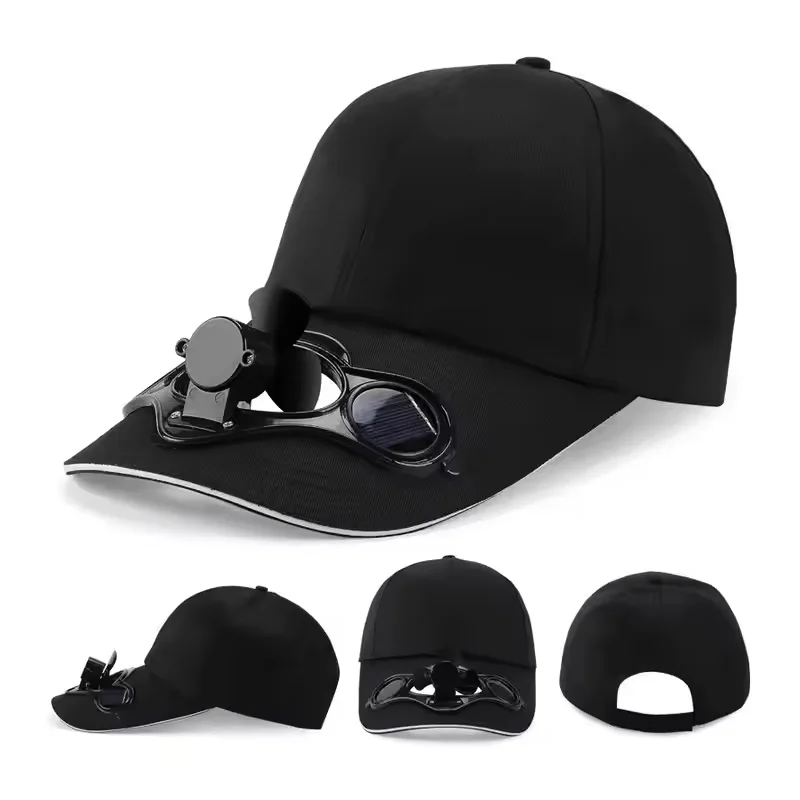 Solar Powered Cooling Fan Cap with UV Protection and Breathable Mesh