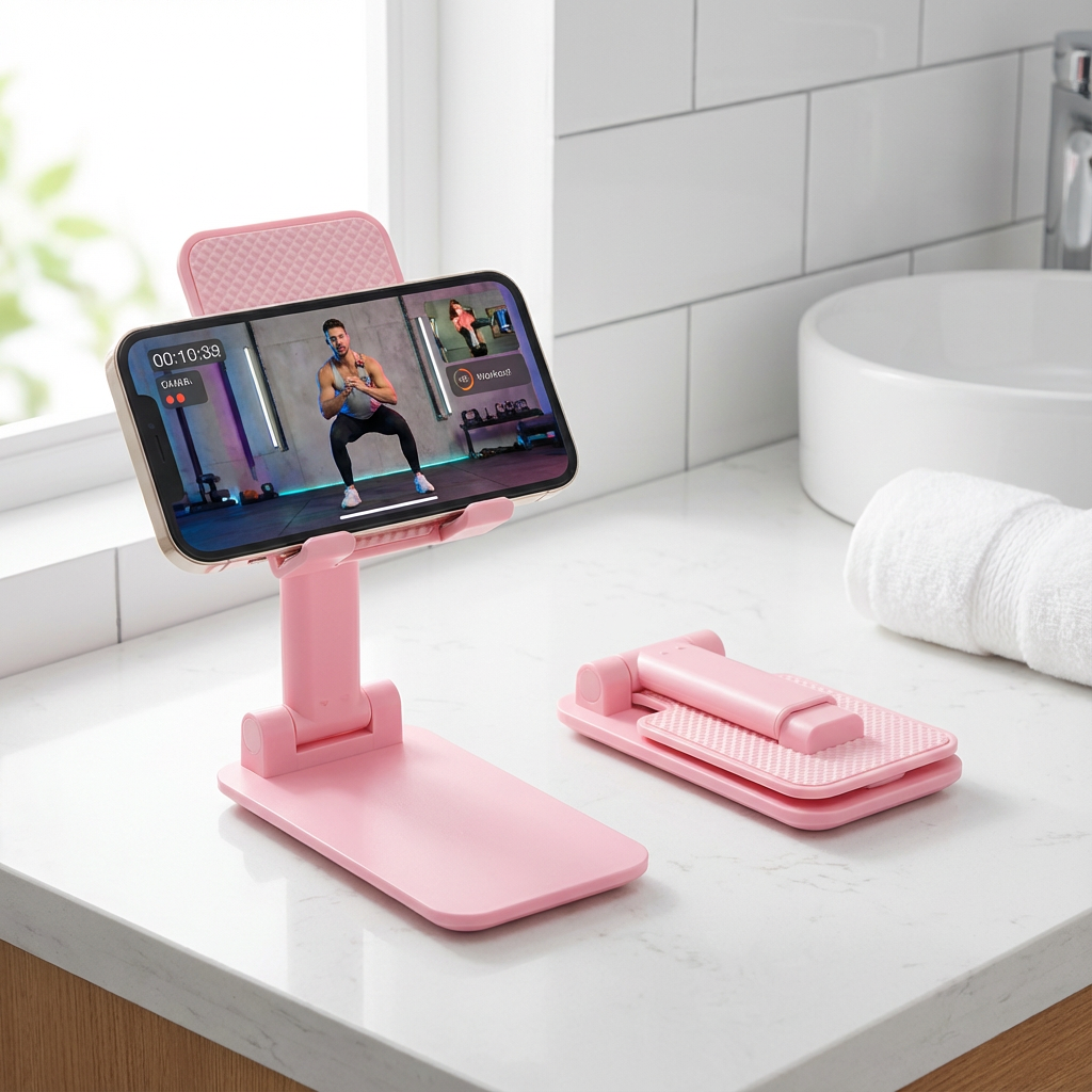 Mini Pink Foldable Phone Stand for Travel and Desk