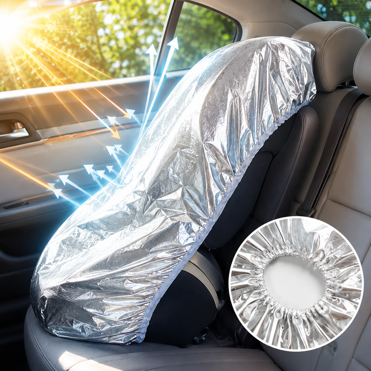 Universal Baby Car Seat Sun Shade Cover UV Protection Heat Blocking Travel Accessory