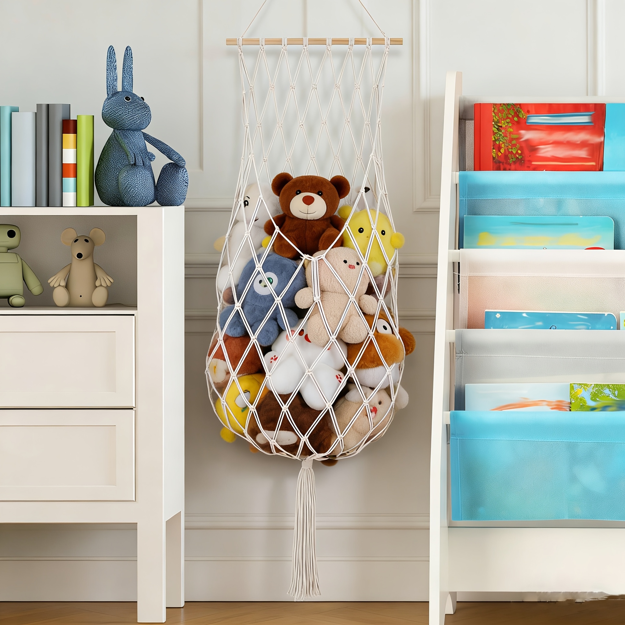 Stuffed Animal Hammock Toy Storage Net Large Plush Toy Organizer for Bedroom & Playroom