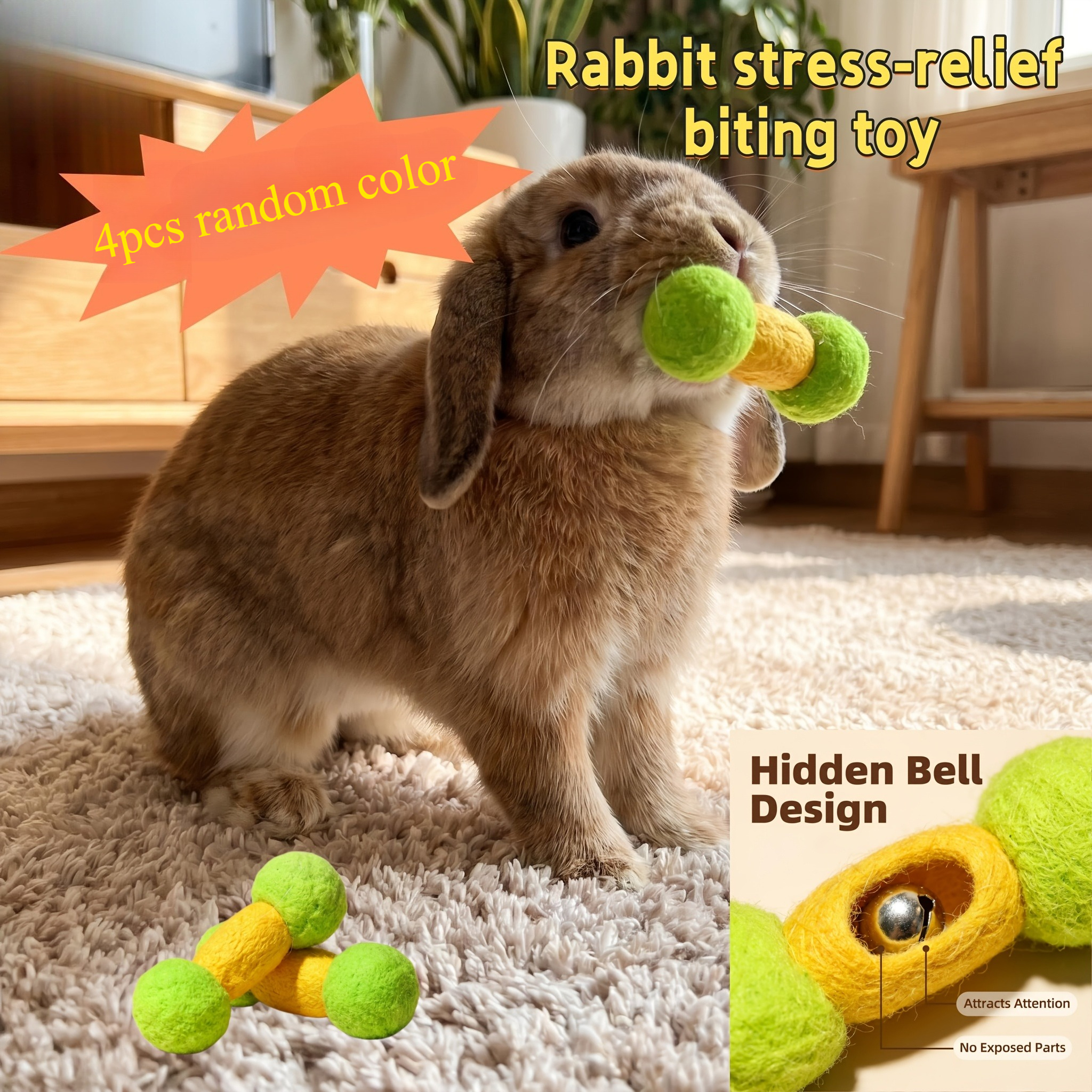 Felt Pet Balls with Bell Interactive Cat Chew Toys for Small Pets