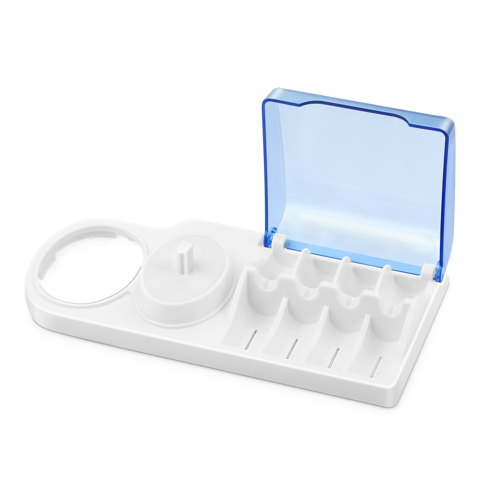 Space Saving Electric Toothbrush Head Holder with Charging Port and Protective Storage Cover