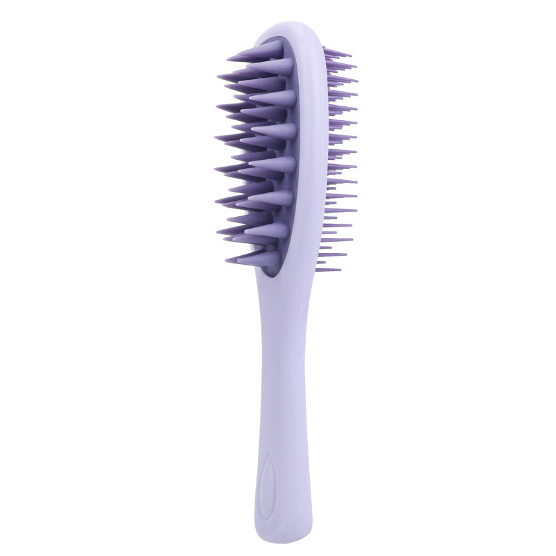 Long Handle Scalp Massager Brush with Dual Silicone Bristles for Wet Dry Hair Care