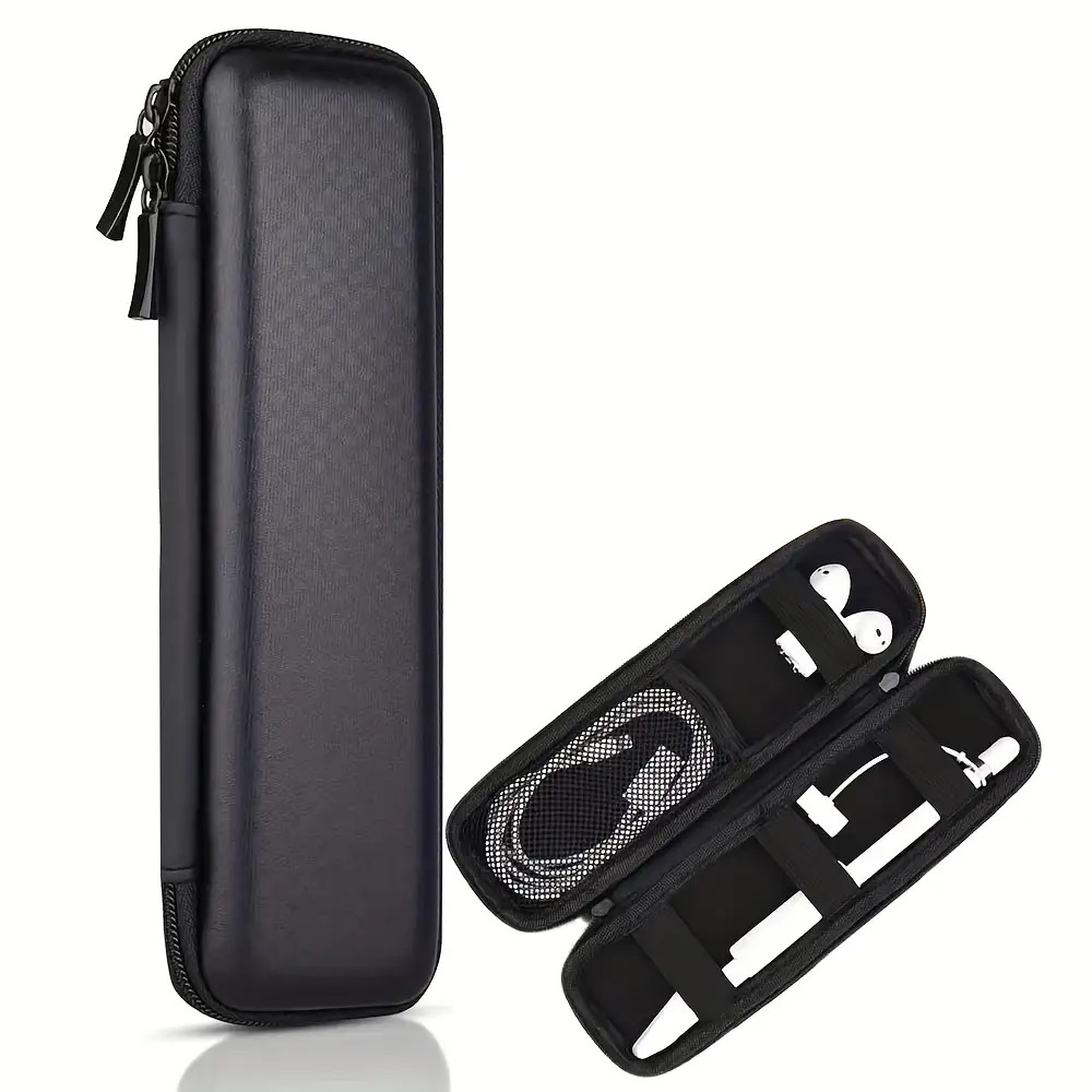 Black EVA Hard Shell Pencil Case Organizer for Stylus Pen Earbuds and School Supplies