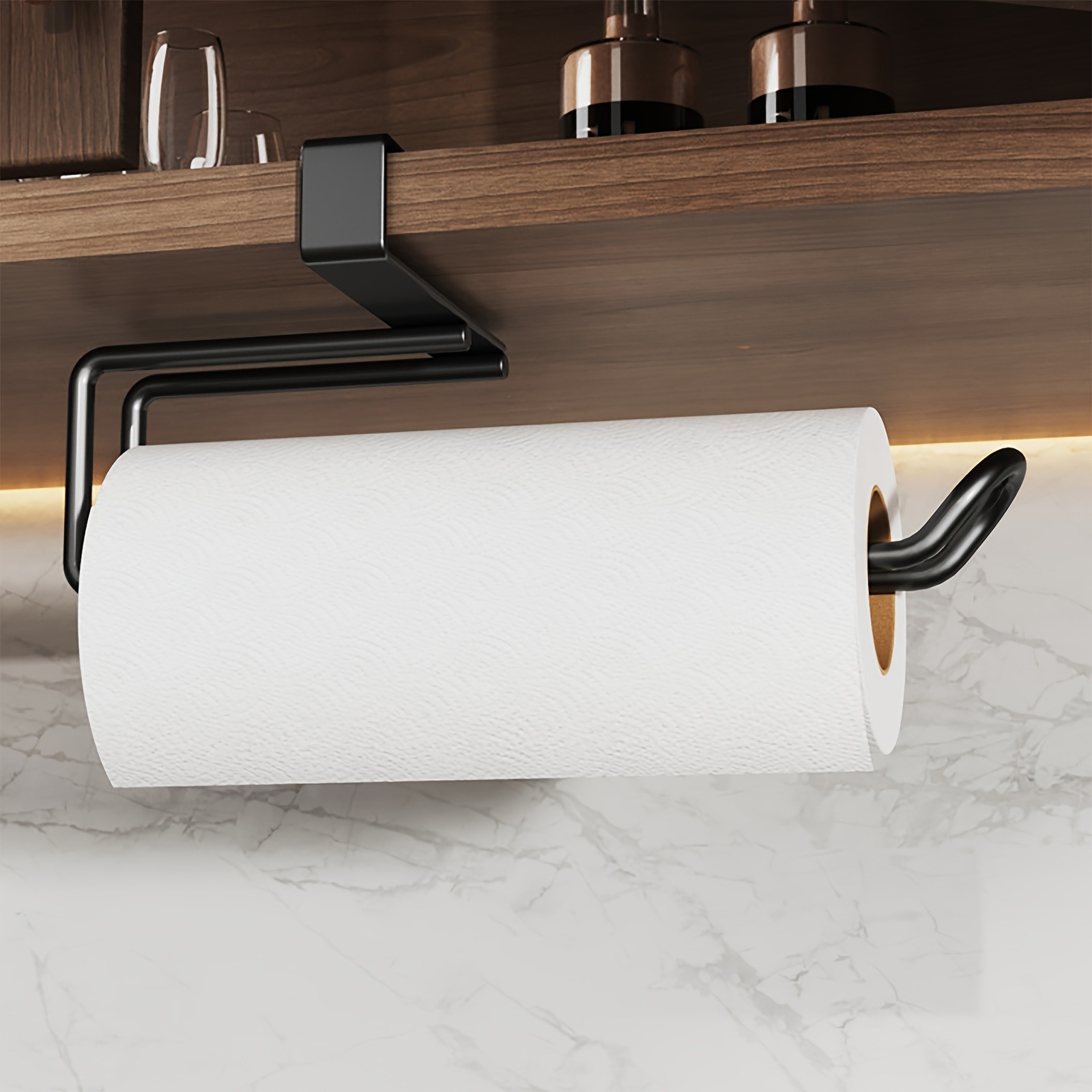Matte Metal Wall Mounted Paper Towel Holder for Kitchen Cabinet Storage