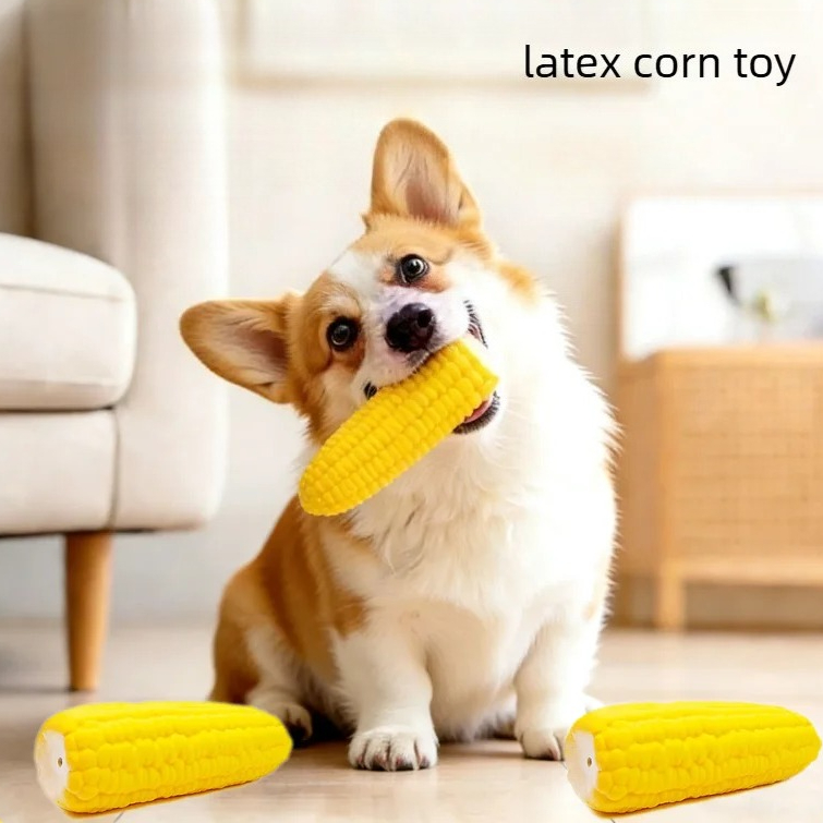 Corn Shape Latex Dog Chew Toy Squeaky Interactive Puppy Training Toy
