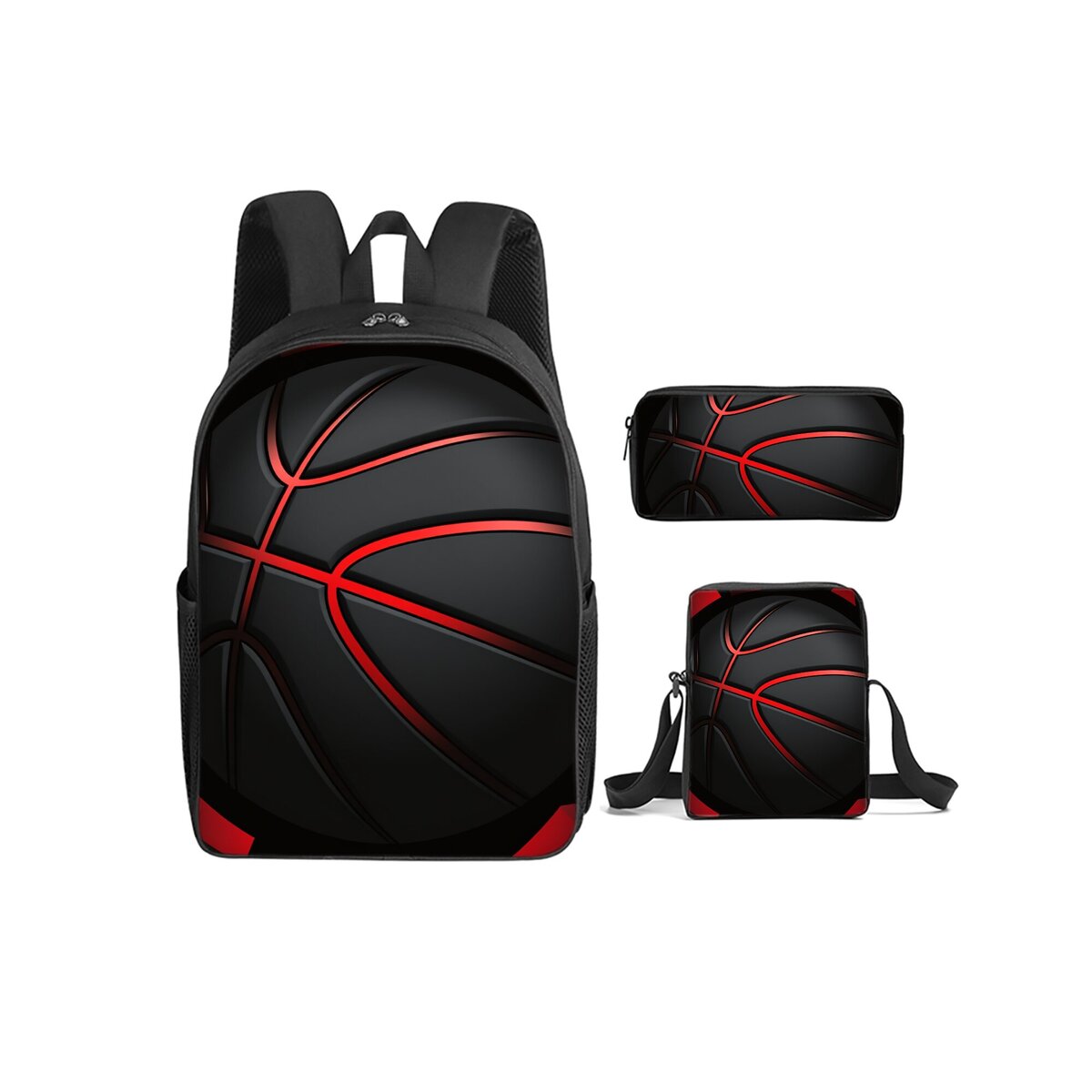 Basketball Print three Piece Backpack Set for Kids School Bags
