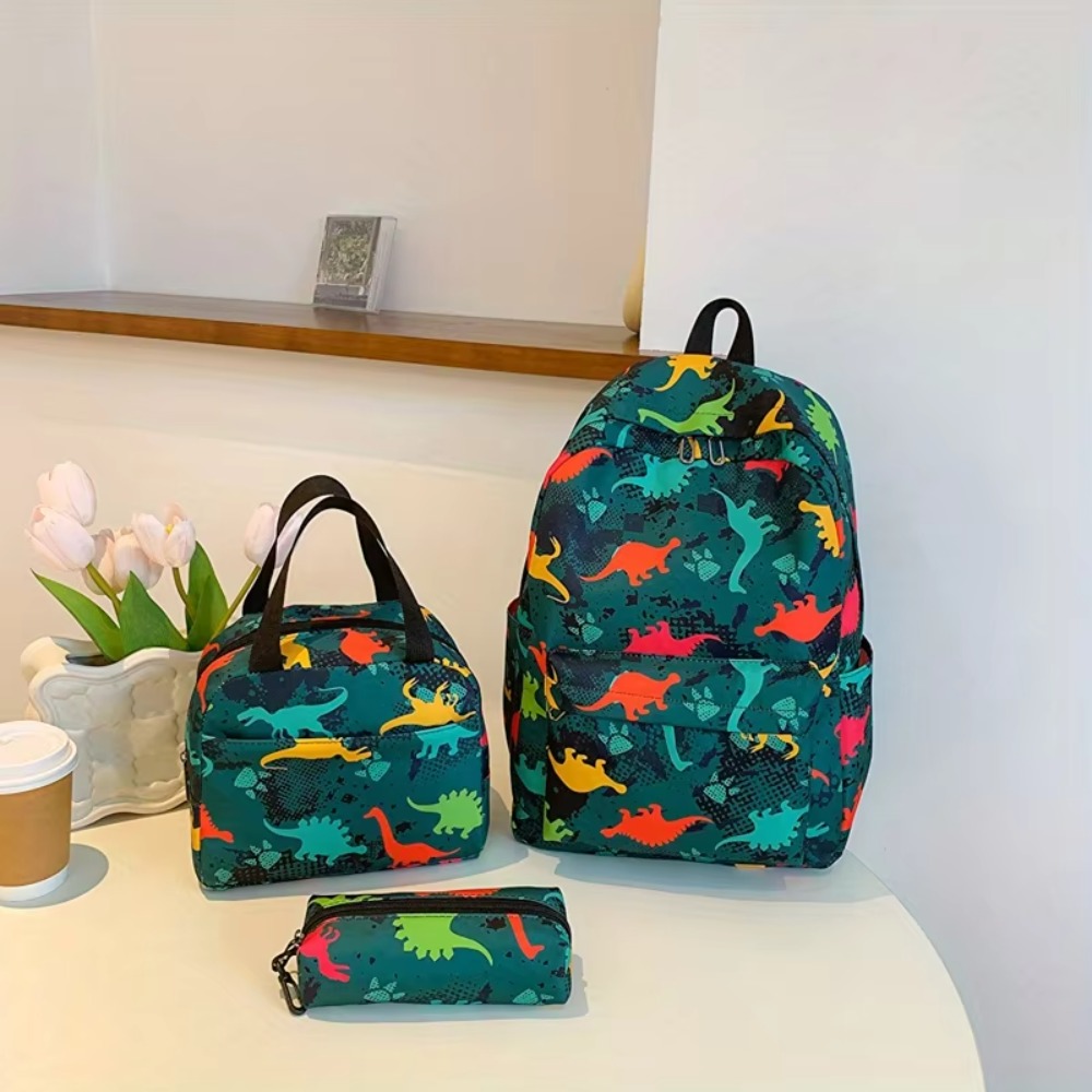 Dinosaur Backpack Set for Kids Large Capacity School Bag with Matching Bags
