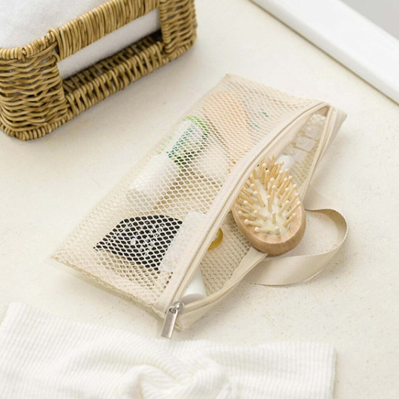 Portable Mesh Travel Storage Bag Makeup Brush Toothbrush Organizer