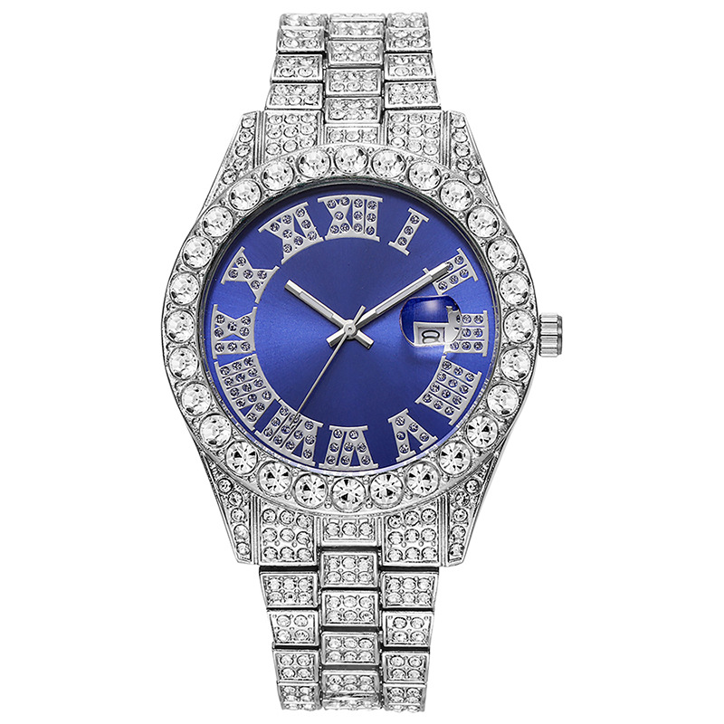Luxury Diamond Square Men's Watch Stainless Steel Quartz Fashion Sports Timepiece