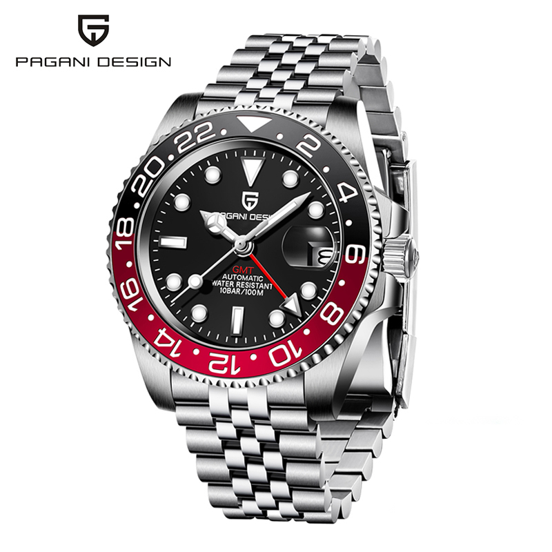 Luxury GMT Automatic Mechanical Watch Sapphire Glass Stainless Steel Mens Watch