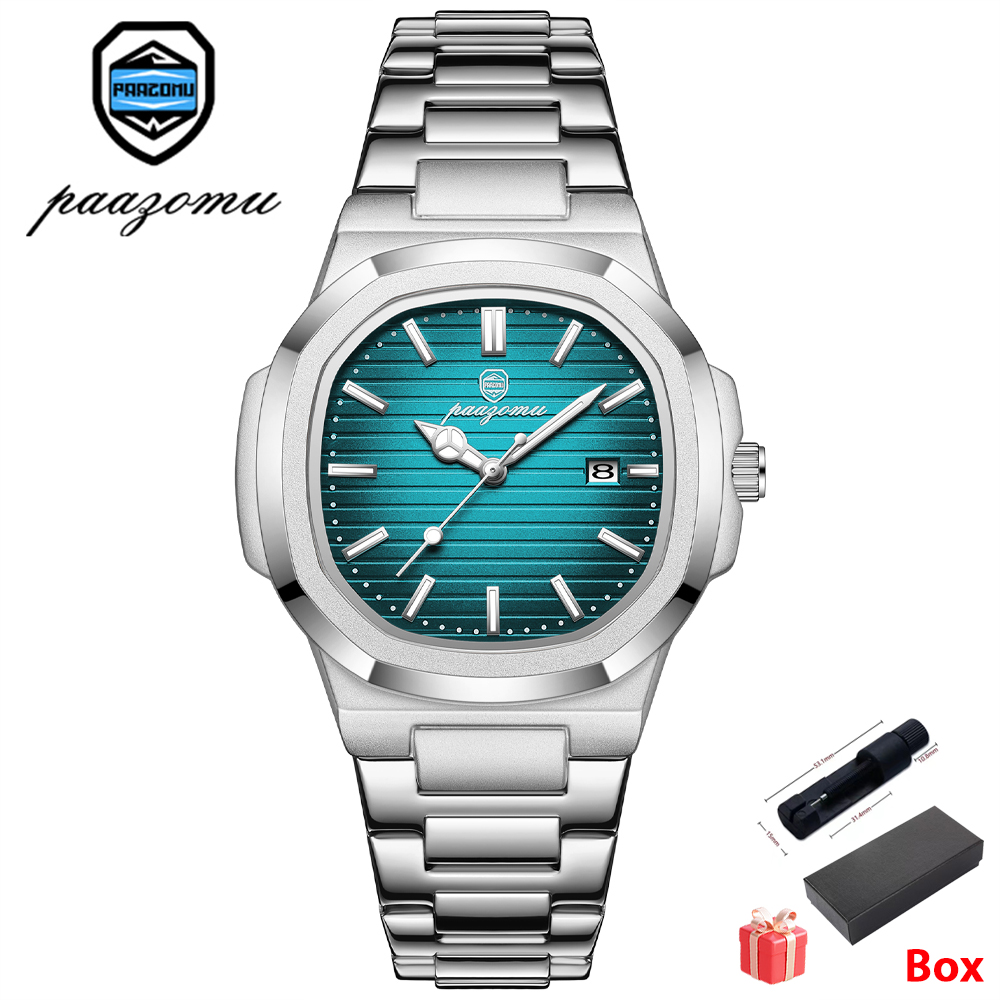 Luxury Square Stainless Steel Quartz Men Watch Waterproof Business Timepiece