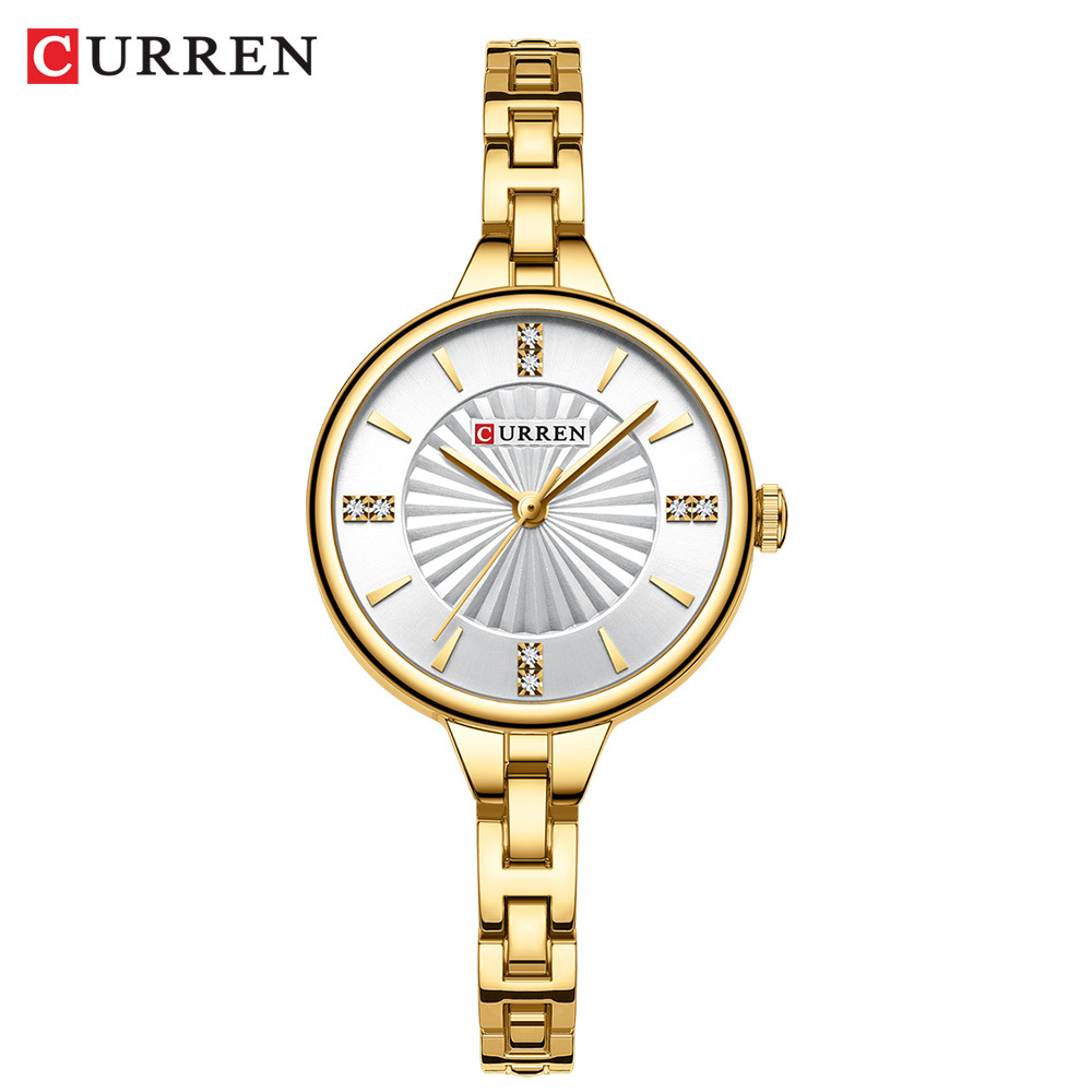 Womens Elegant Gold Silver Stainless Steel Quartz Watch Waterproof Fashion Wristwatch
