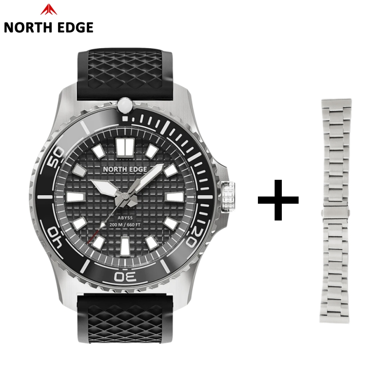 Solar Powered Dive Watch Waterproof Sports Watch with Steel Case