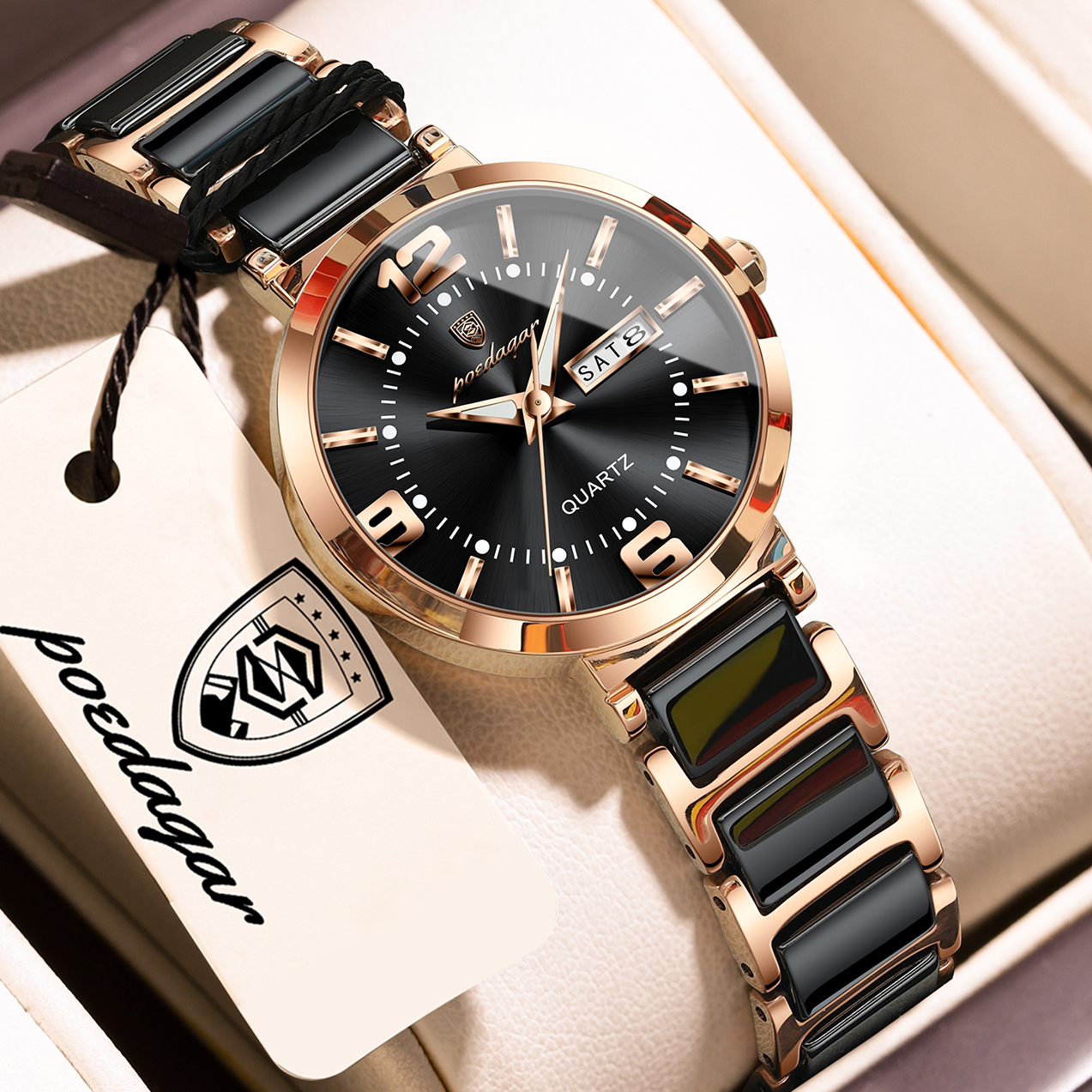 Elegant Womens Waterproof Stainless Steel Quartz Watch Luxury Ladies Fashion Timepiece