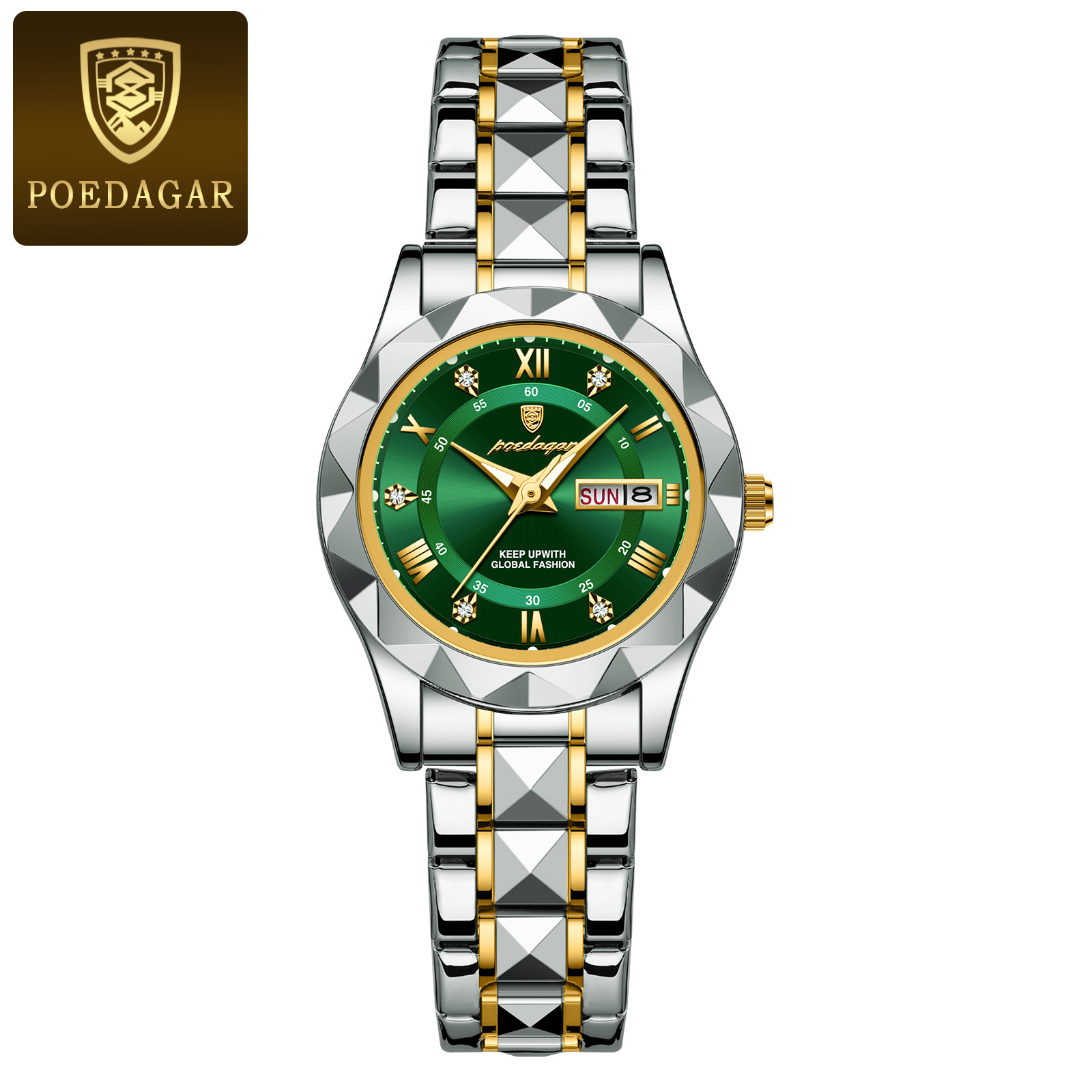 Luxury Womens Quartz Watch with Luminous Dial Waterproof Stainless Steel Fashion Wristwatch