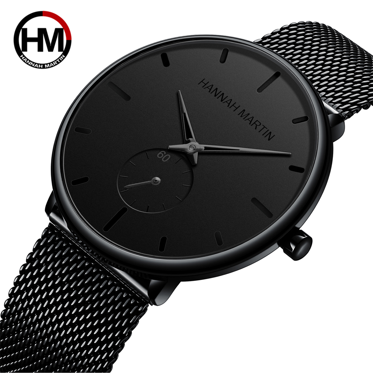 Fashion Men Stainless Steel Watch with Black Rose Gold Quartz Movement