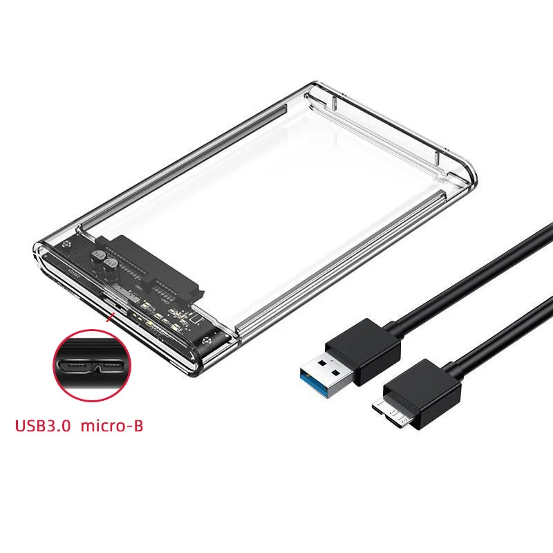 USB Type C SATA SSD HDD Enclosure Tool Free Clear External Hard Drive Case