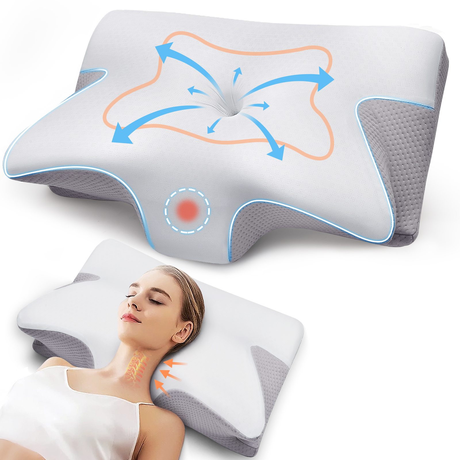Ergonomic Cervical Pillow Memory Foam Neck Support for Comfortable Sleep