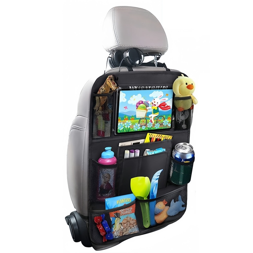 Car Backseat Organizer with Touch Screen Tablet Holder and Multi Pocket Seat Protector