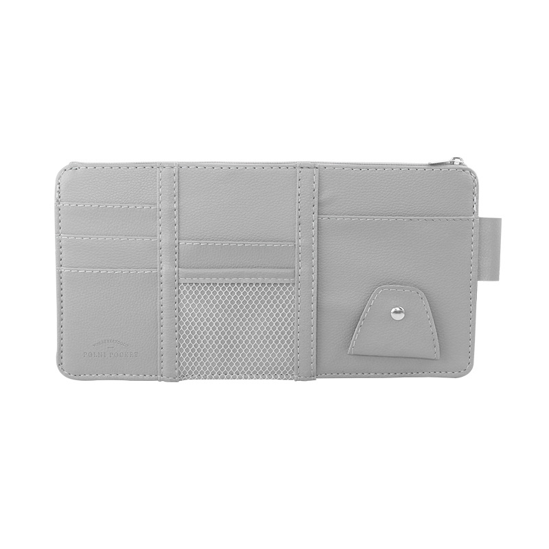 Car Sun Visor Organizer PU Leather Document Holder with Multi Pocket Storage