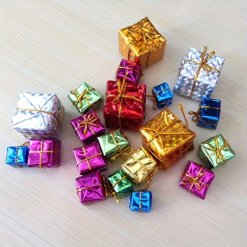 Mini Christmas Ornament Gift Boxes Colorful Tree Decorations for DIY Holiday Party Decor