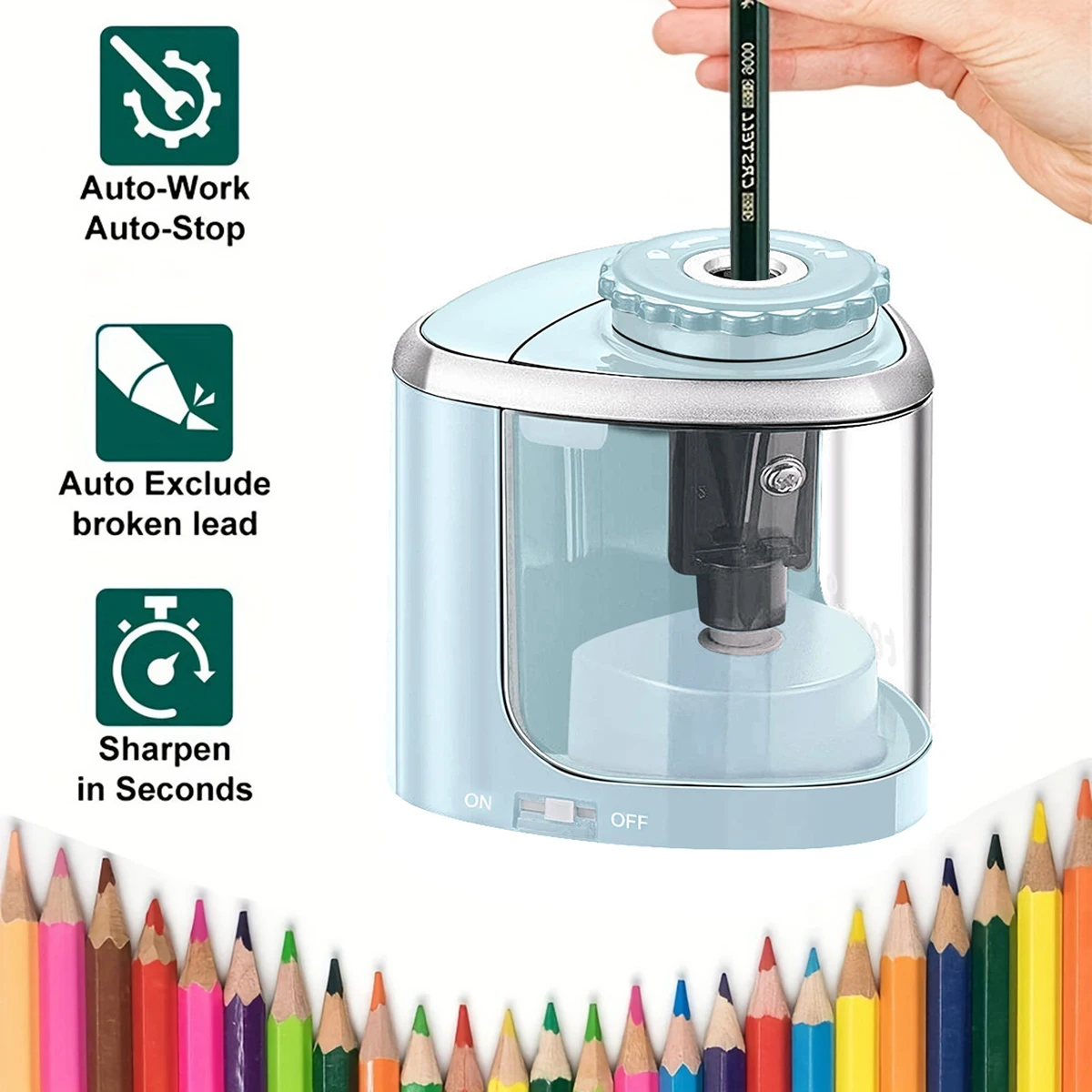 Automatic Electric Pencil Sharpener for Fast Desktop Sharpening at School Home and Office