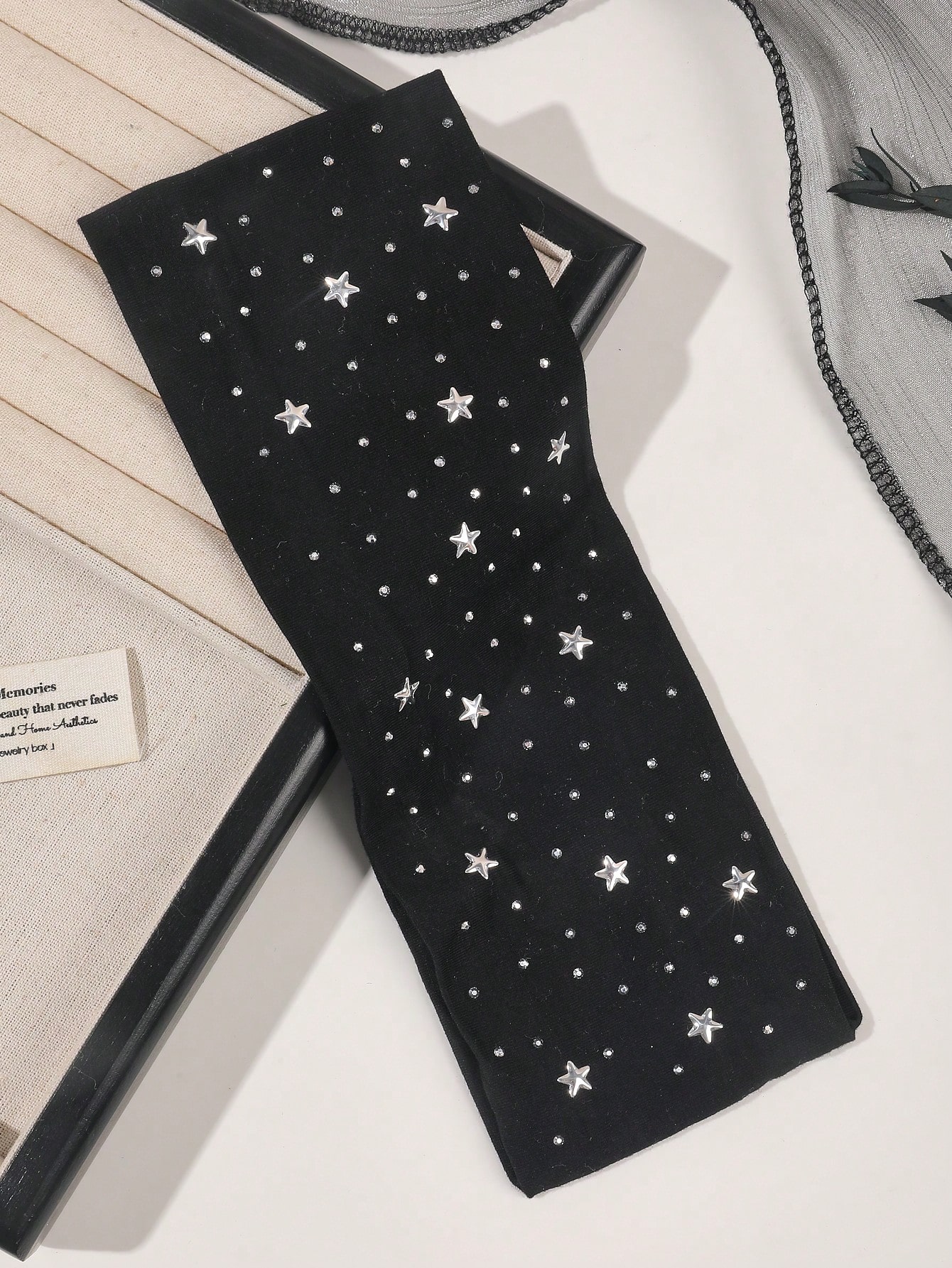 Black White Star Headband for Women Girls Soft Cotton Non Slip Hair Wrap for Yoga Workout and Daily Wear