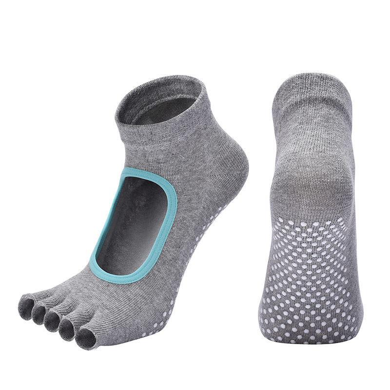 Women Cotton Five Toe Yoga Socks Backless Non Slip Pilates Socks