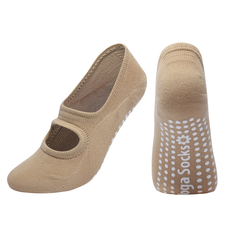 Backless Pilates Yoga Socks Cotton Non Slip Dance Fitness Socks for Women