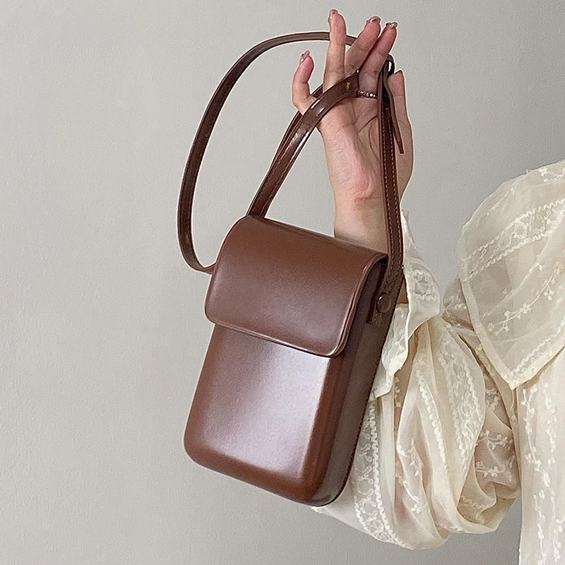 Flap Crossbody Bag Women Mini PU Leather Shoulder Purse Vintage Style Handbag