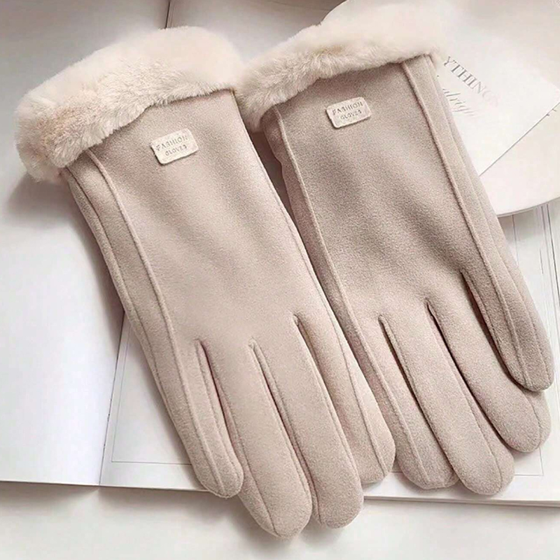 Women Thermal Lined Cycling Gloves Winter Warm Riding Gloves Knit Grip Accessories