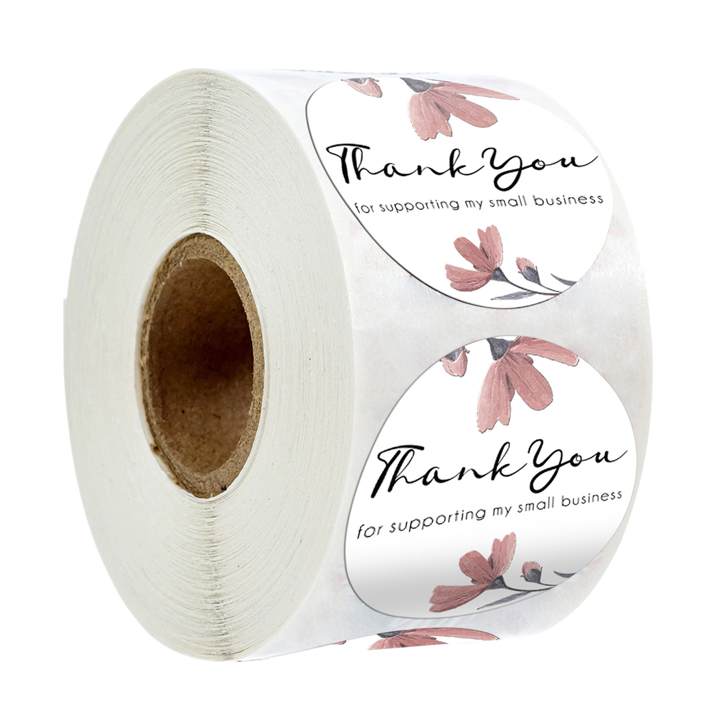 Cute Pink Heart Thank You Stickers Set Round Labels | Inspire Uplift