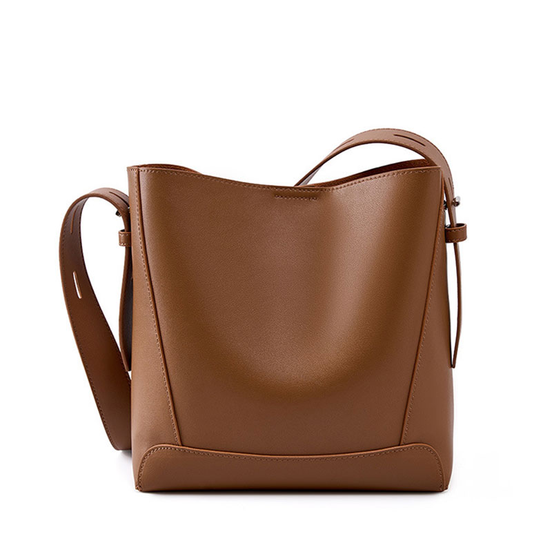 Genuine Leather Bucket Bag Large Capacity Women's Crossbody Shoulder Purse