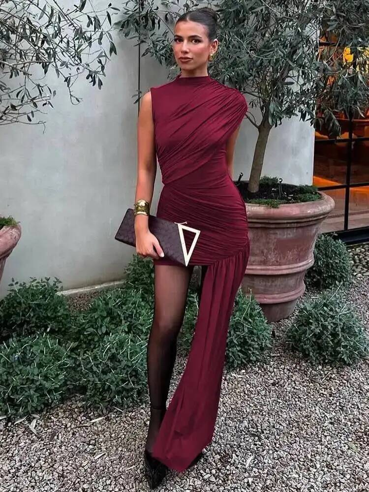 Ruched Mini Bodycon Dress for Women High Waist Summer Club Tank Dress