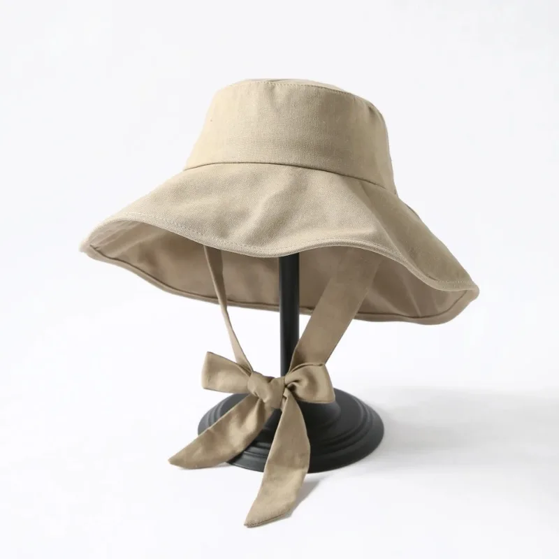 Women's Wide Brim Sun Hat Foldable Cotton Linen Bucket Hat for Beach & Travel