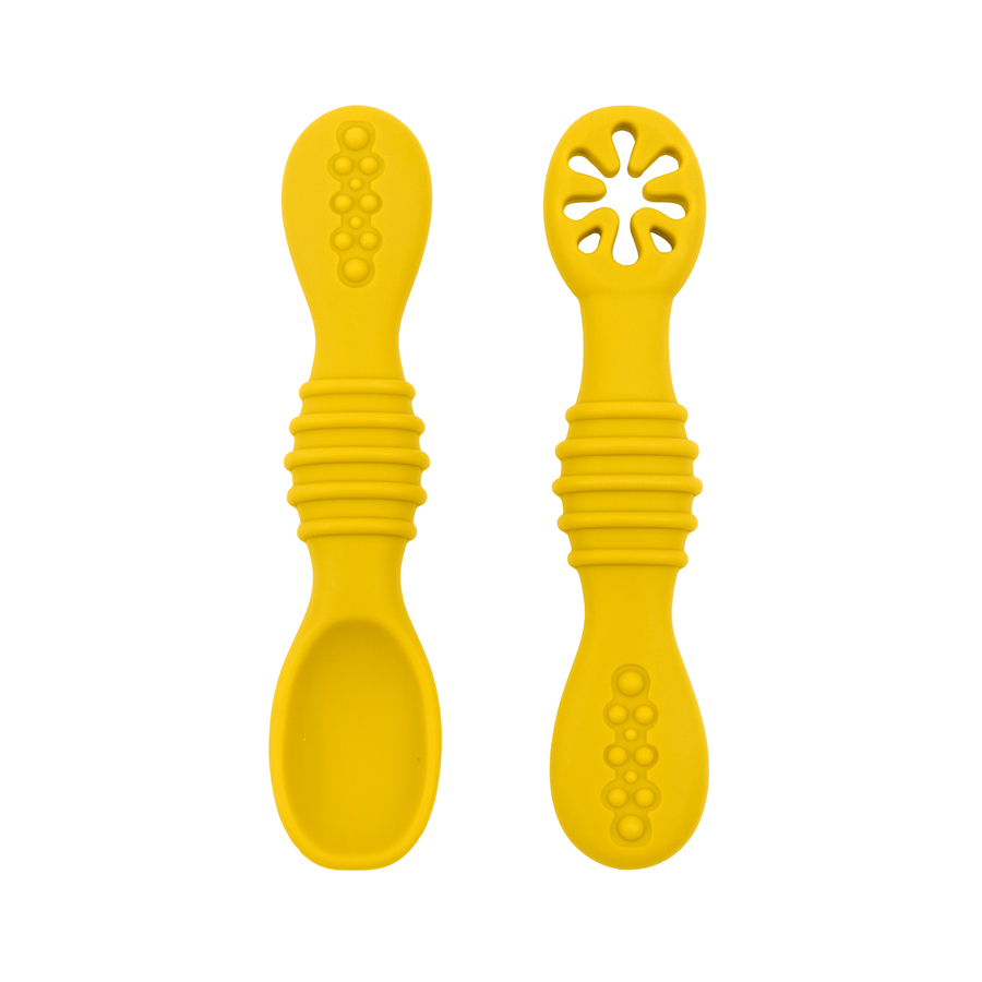 Soft Baby Spoon and Fork Set Food Grade Silicone Self Feeding Utensils for Toddlers