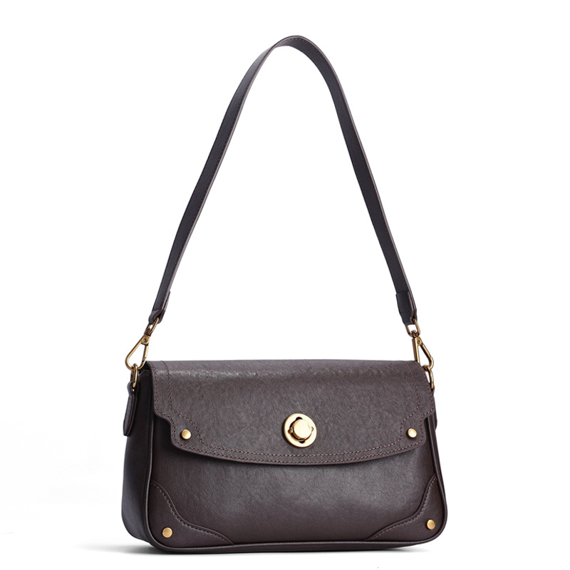 Vintage Genuine Leather Crossbody Bag for Women Vegetable Tanned Cowhide Small Shoulder Purse