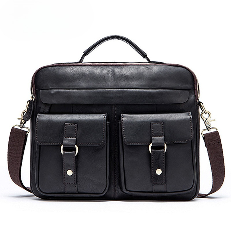 Vintage Leather Messenger Bag for Men Genuine Cowhide Crossbody Shoulder Bag