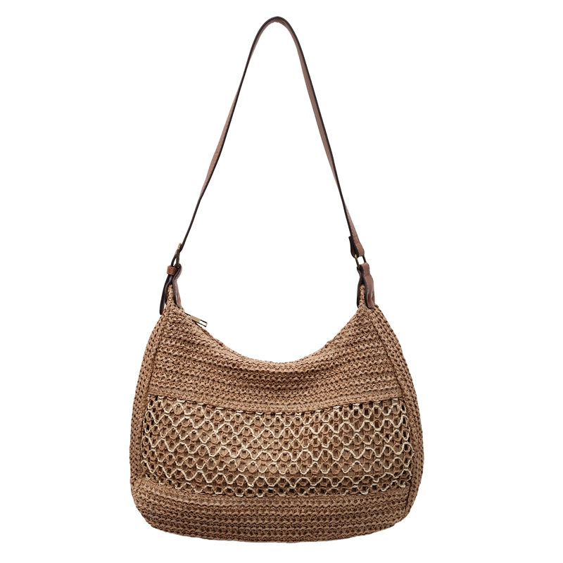 Handmade Straw Tote Bag Large Capacity Woven Beach Shoulder Bag for Travel & Everyday Style